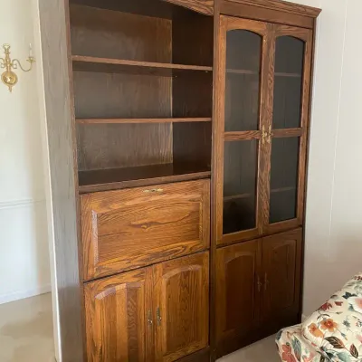 Two Matching Oak Veneer Cabinets/Bookcases