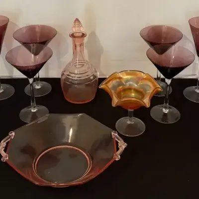 Vintage Amethyst and Amber Glassware