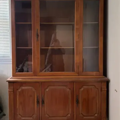 Vintage Wood China Cabinet 