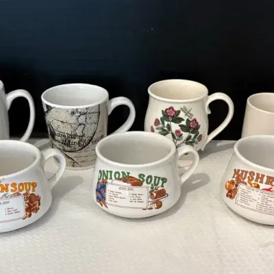 Coffee And Vintage Soup Mugs