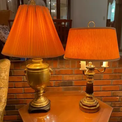 Two Vintage Brass Table Lamps