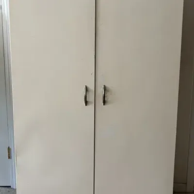 Metal Cabinet with Wood Shelves 