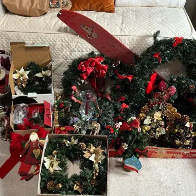 Vintage Brunswick Snurfer Snowboard, Artificial Christmas Wreathes and Decor 