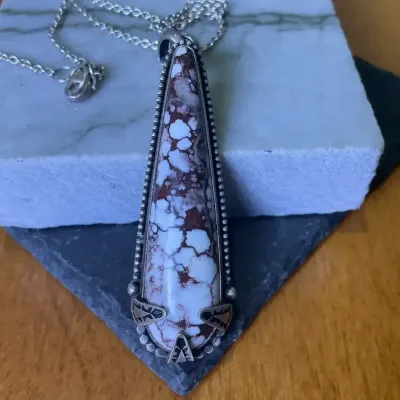 Sterling Elongated Teardrop Wild Horse Magnesite By Jenna Kee