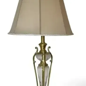 Hollywood Regency Neoclassical Crystal & Brass Table Lamp 31.5"h