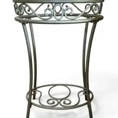 Glass Top Metal Scroll Accent Table