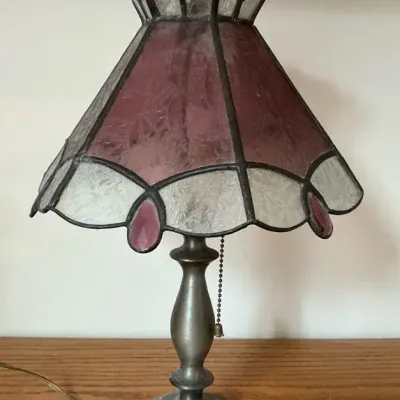 Pink & Clear Stained Glass Table Lamp 14.5"h