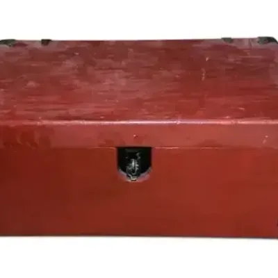 Vietnam-Era Red Painted Footlocker Trunk
