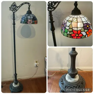 Tiffany-Style Floral Stained Glass Stand Floor Lamp 61"h