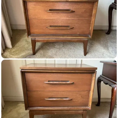 Mid-Century Modern Pegleg 2-Drawer Nightstands