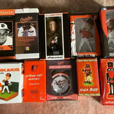 Baltimore Orioles Bobbleheads, Alarm Clock, Nutcracker, & Pint Glasses