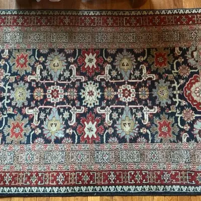 Blue, Red, White Oriental Persian Rug 3' x 5'