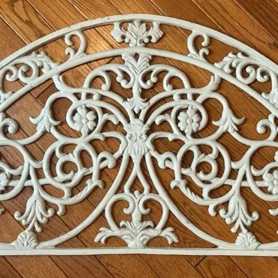White Cast Metal Ornate Semicircle Wall Hanging