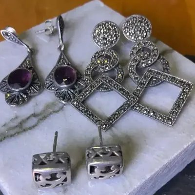 Sterling Silver Set Of 3 Earrings 