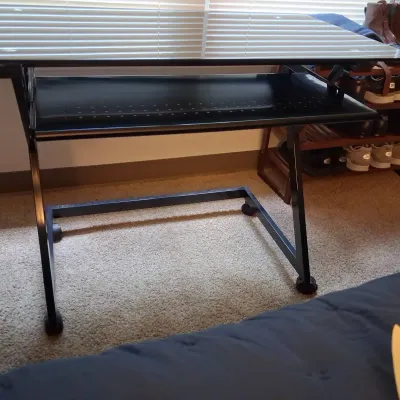Rolling Glass Top Desk 