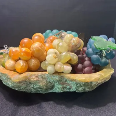 Carved Stone Bowl With Grapes (8)