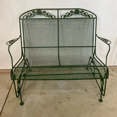 Green Metal Outdoor Glider Loveseat