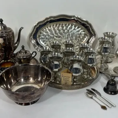 Silverplate & English Pewter Serving Pieces