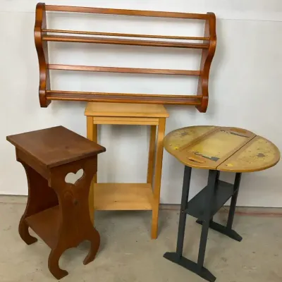 Wood Accent Tables & Wall Rack