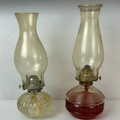 Glass Oil Lamps with Chimneys