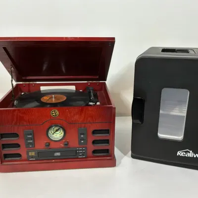 Electro Brand Record Player Stereo & Kealive Mini Refrigerator