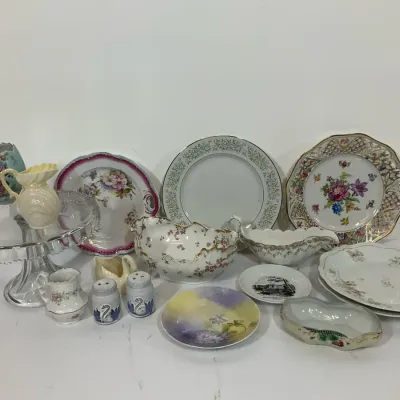 Floral Porcelain & Glass Tableware