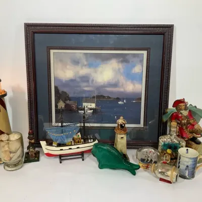 Nautical Décor with Lighthouse & Harbor Artwork
