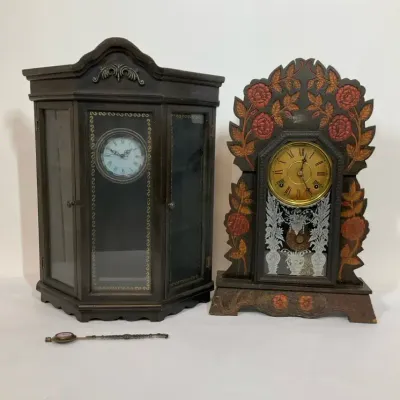 Mantel Clocks with Floral Carved Cases