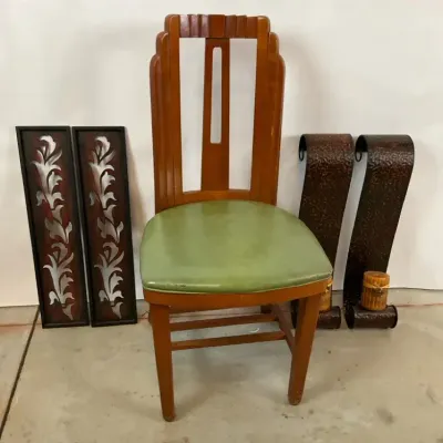Wood Chair & Metal Wall Décor