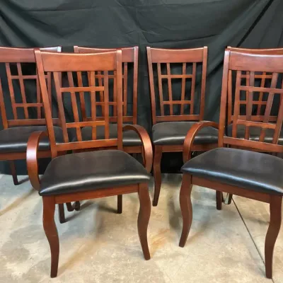 Wood Dining Chairs with Black Upholstered Seats