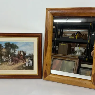 Heywood Hardy “The Event of the Day” Print & Wood Framed Mirror