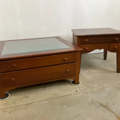Wood Coffee Table & End Table with Storage Drawers