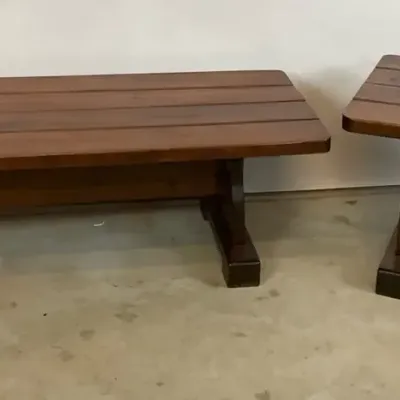 Rustic Wood Slat Benches