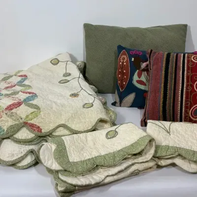 Queen Size Quilt Bedding and Throw Pillows