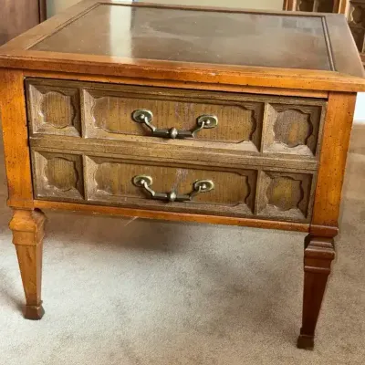 Vintage Side Table / Nightstand / Accent Table with Storage 24–25” D × 22” H