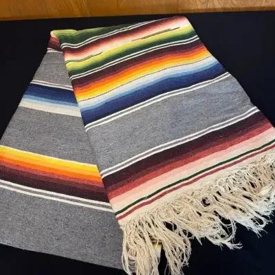 Vintage Southwestern Serape Style Woven Blanket – 61” x 91”