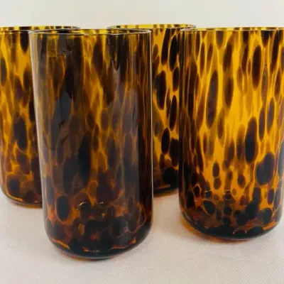 Glass Tortoise Shell Colored Drinking Glasses