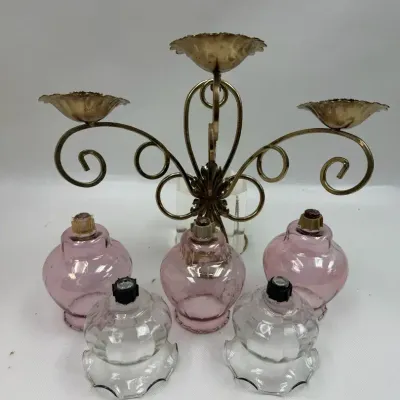Vintage Gold-Tone Metal Wall Sconce & Floral Sconce Decor 