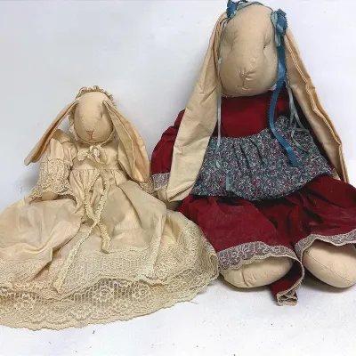 Vintage Handmade Folk Art Cloth Bunny’s 