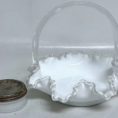 Fenton Sliver Crest White Milk Glass 