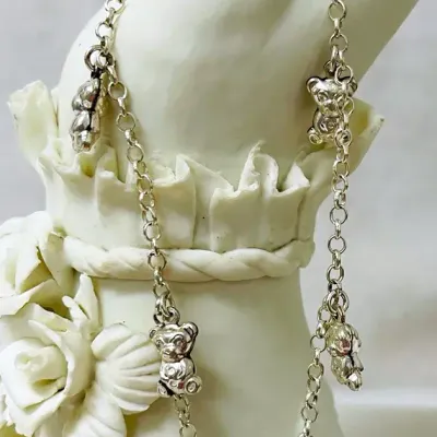 Sterling Silver Bear Charm Anklet