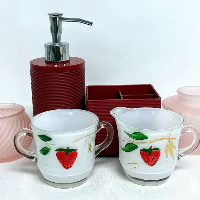 Vintage Milk Glass Creamer and Sugar Set 
