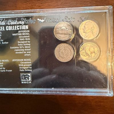 Sale Photo Thumbnail #243: United States Minted Coin Set featuring a 20th Century Nickel Collection in a protective plastic display case.