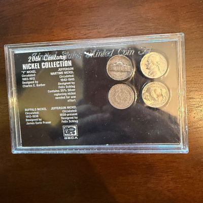 Sale Photo Thumbnail #242: United States Minted Coin Set featuring a 20th Century Nickel Collection, housed in a protective plastic display case.