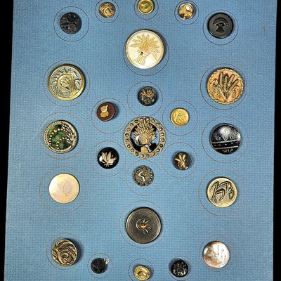 A Collection of Antique and Vintage Buttons Featuring Agricultural Motifs
