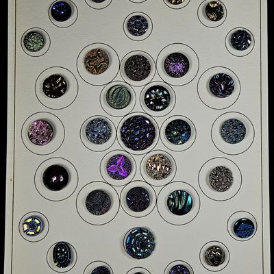 Sale Photo Thumbnail #195: An Assortment of Iridescent Black Glass Garment Buttons