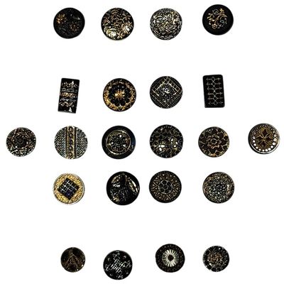 Sale Photo Thumbnail #197: A Collection of Antique Black Glass and Metal Luster Buttons