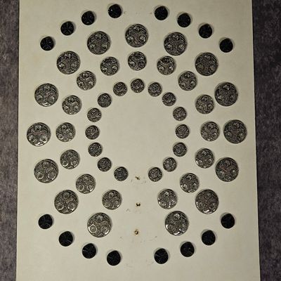 Sale Photo Thumbnail #166: A Collection of 52 Victorian Black Glass Buttons in Three Assorted Patterns