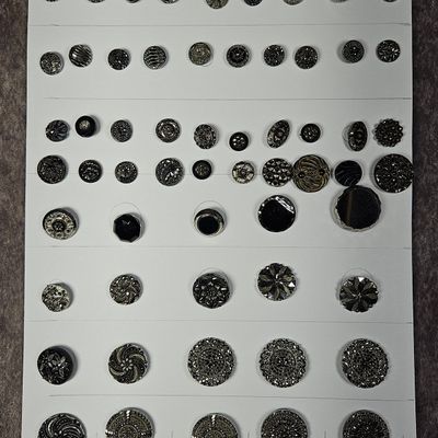 Sale Photo Thumbnail #220: A Collection of 65 Antique and Vintage Black Glass Buttons