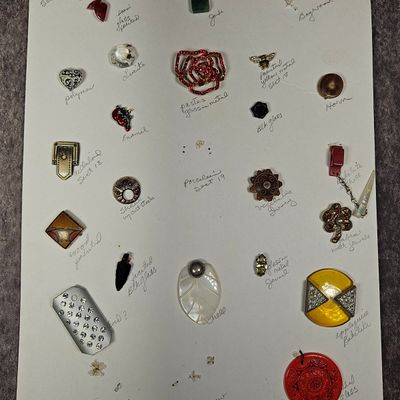 Sale Photo Thumbnail #329: A Collection of Vintage Costume Jewelry Components and Buttons Including Apple Juice Bakelite and Molded Glass